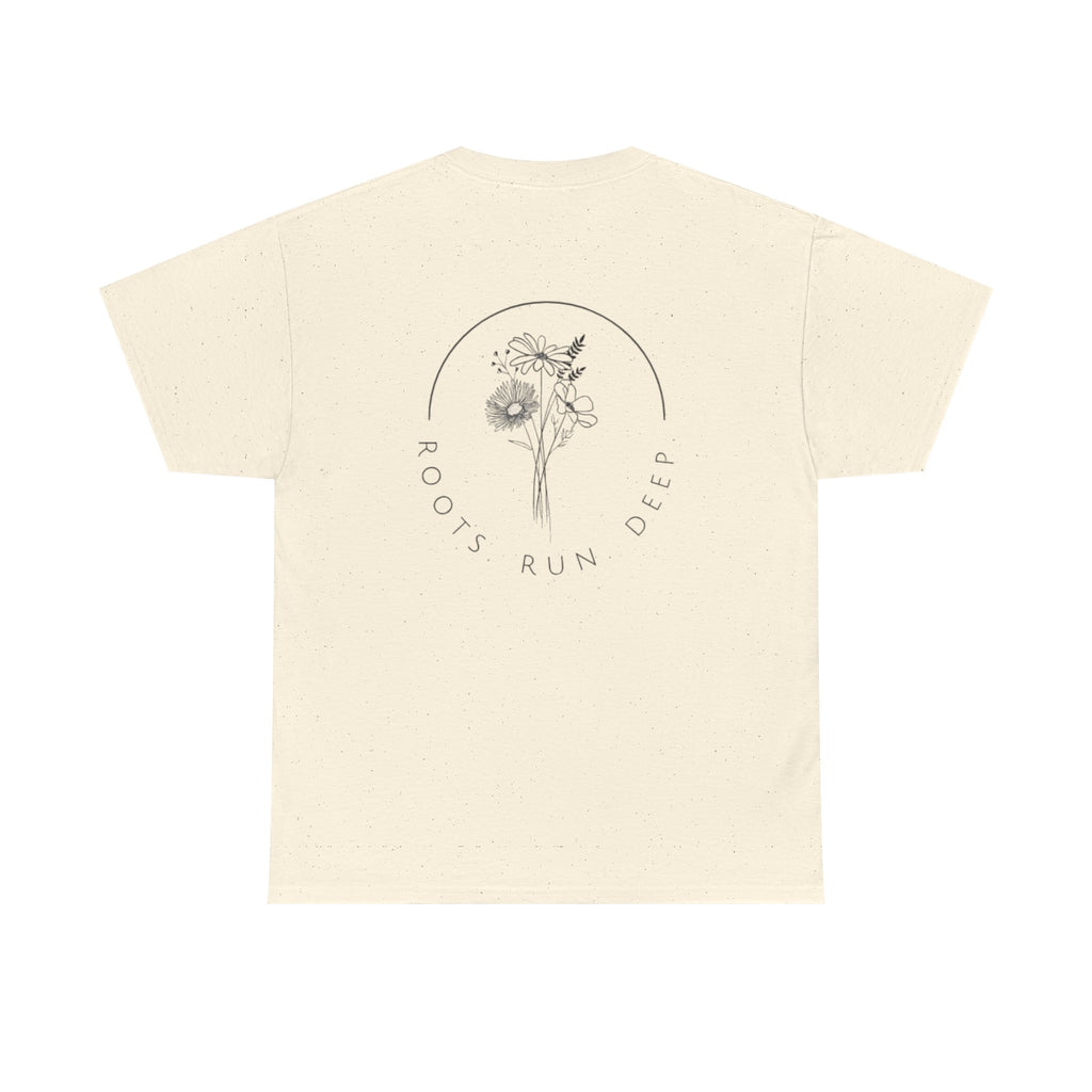Appalachian Archives Tee with Deer Skull & "Roots Run Deep" Floral Back Design